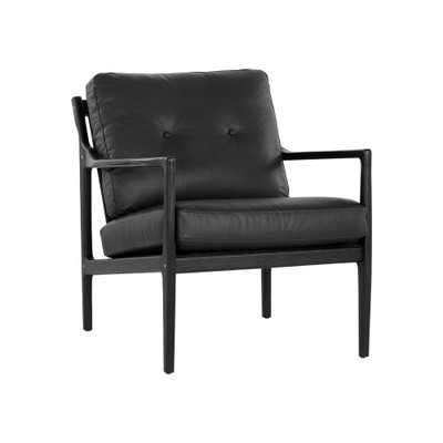 Sunpan Gilmore Lounge Chair - Black - Black Leather