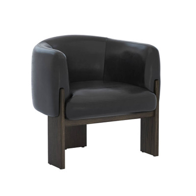 Sunpan Trine Lounge Chair - Dark Brown - Vintage Black Night Leather