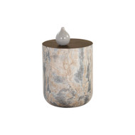 Sunpan Diaz End Table - Marble Look - Antique Brass