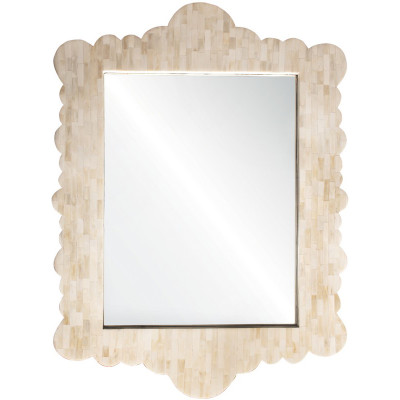 White Bone Scalloped Mirror
