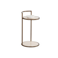Sunpan Parga End Table - Rustic Bronze - Travertine Look
