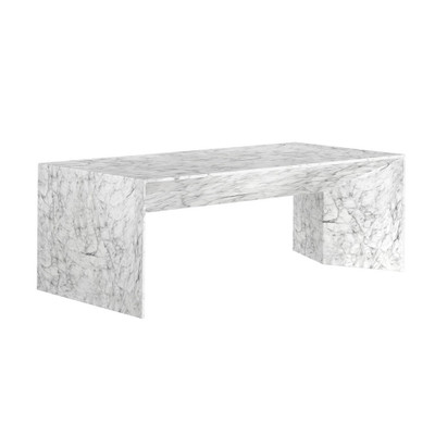 Sunpan Nomad Coffee Table - Marble Look - White