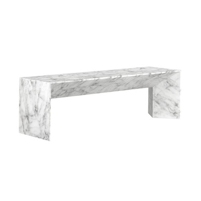 Sunpan Nomad Bench - Marble Look - White
