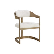 Sunpan Beaumont Dining Armchair - Antique Brass - Rhea Light Barley