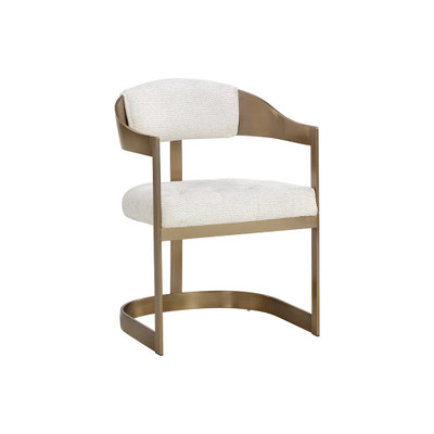 Sunpan Beaumont Dining Armchair - Antique Brass - Rhea Light Barley