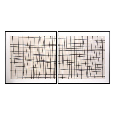 Sunpan Crosshatch (Set Of 2) - 48" X 48" - Black Floater Frame