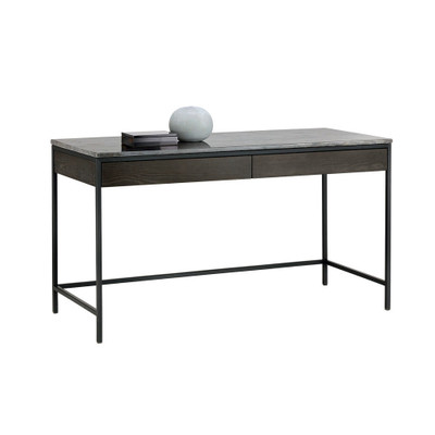 Sunpan Stamos Desk - Black - Grey Marble / Charcoal Grey