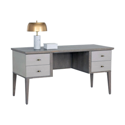 Sunpan Pattinson Desk - White Ceruse - Oyster Shagreen