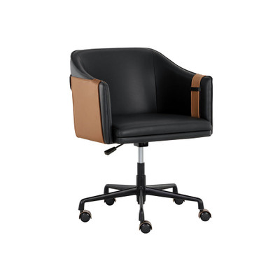 Sunpan Carter Office Chair - Napa Black / Napa Cognac