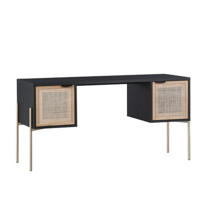 Sunpan Avida Desk - Gold - Black/Natural