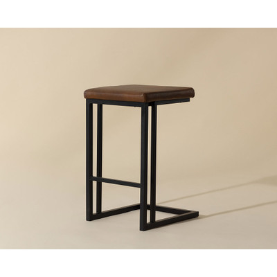 Sunpan Boone Counter Stool - Black - Bravo Cognac - Set Of 2