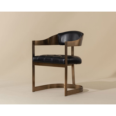 Sunpan Beaumont Dining Armchair - Antique Brass - Cantina Black
