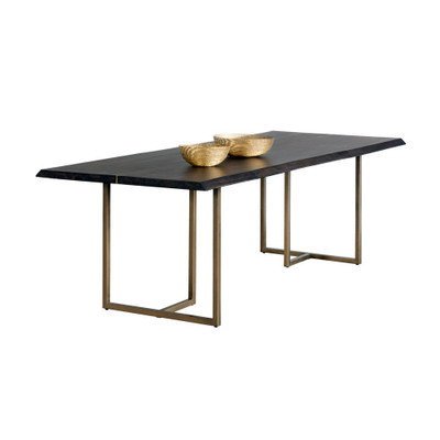 Sunpan Donnelly Dining Table - Antique Brass - Dark Mango - 95"