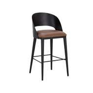 Sunpan Dezirae Barstool - Black - Cognac Leather