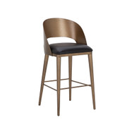 Sunpan Dezirae Barstool - Antique Brass - Charcoal Black Leather
