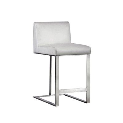 Sunpan Dean Counter Stool - Stainless Steel - Cantina White