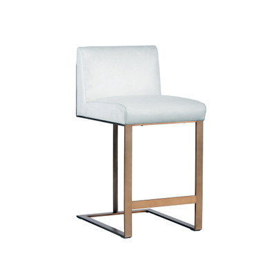 Sunpan Dean Counter Stool - Antique Brass - Cantina White
