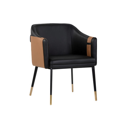 Sunpan Carter Dining Armchair - Napa Black / Napa Cognac