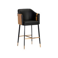 Sunpan Carter Barstool - Napa Black / Napa Cognac