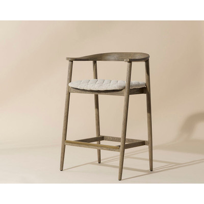 Sunpan Jeremy Counter Stool - Weathered Oak - Dove Cream