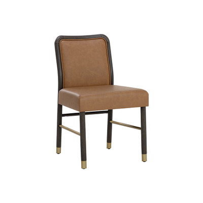Sunpan Jeno Dining Chair - Milliken Cognac - Set Of 2