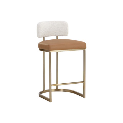 Sunpan Larissa Counter Stool - Napa Cognac / Rhea Light Barley