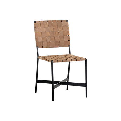 Sunpan Omari Dining Chair - Suede Light Tan Leather - Set Of 2