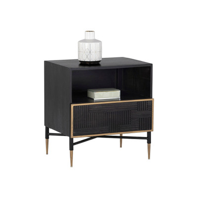 Sunpan Markwood Nightstand - Brass - Dark Brown