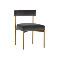 Sunpan Seneca Dining Chair - Antique Brass - Velvet Slate - Set Of 2