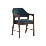Sunpan Milton Dining Armchair - Smoke Acacia - Meg Dusty Teal