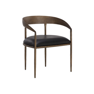 Sunpan Zanatta Dining Armchair - Charcoal Black Leather