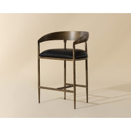 Sunpan Zanatta Counter Stool - Charcoal Black Leather