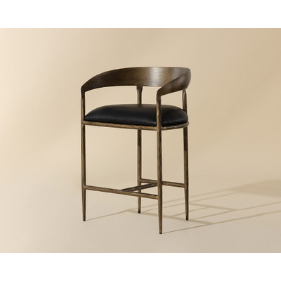 Sunpan Zanatta Counter Stool - Charcoal Black Leather