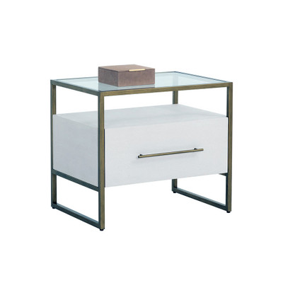Sunpan Venice Nightstand - Oyster Shagreen