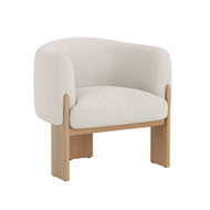 Sunpan Trine Lounge Chair - Rustic Oak - Dove Cream