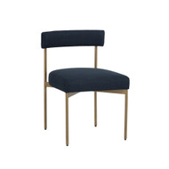 Sunpan Seneca Dining Chair - Antique Brass - Arena Navy - Set Of 2