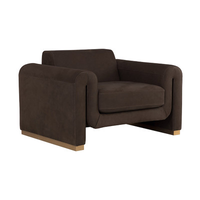 Sunpan Romer Armchair - Gold - Nubuck Cocoa Leather