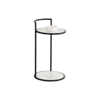 Sunpan Parga End Table - Black - Marble Look