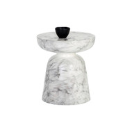 Sunpan Lucida End Table - Marble Look - White