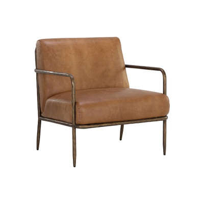 Sunpan Lathan Lounge Chair - Tan Leather