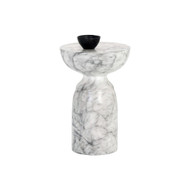 Sunpan Goya End Table - Marble Look - White