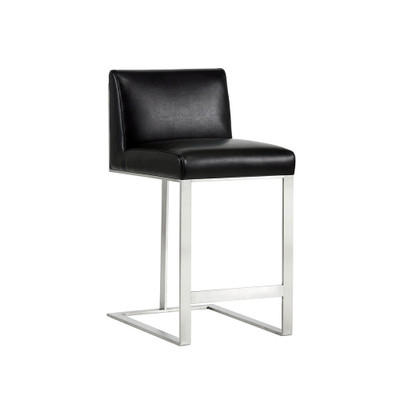 Sunpan Dean Counter Stool - Stainless Steel - Cantina Black