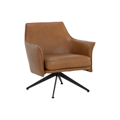 Sunpan Crosby Swivel Lounge Chair - Missouri Cognac Leather
