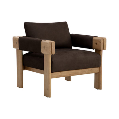 Sunpan Carmichael Lounge Chair - Nubuck Cocoa Leather
