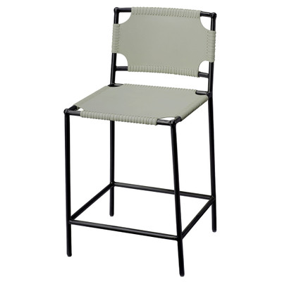 Jamie Young Asher Leather Counter Stool - Grey
