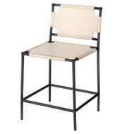Jamie Young Asher Leather Counter Stool - White