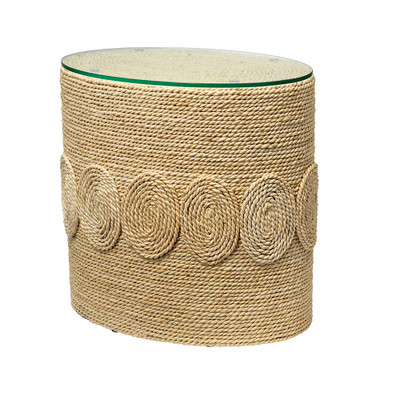 Jamie Young Barbados Oval Corn - Straw Side Table