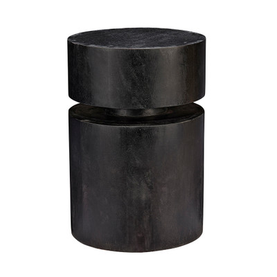 Jamie Young Dylan Wood Round Side Table - Charcoal