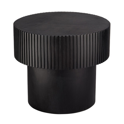 Jamie Young Notch Mango Wood Round Side Table - Black