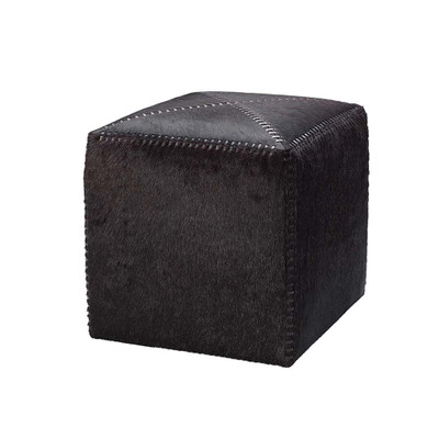 Jamie Young Espresso Hair On Hide Ottoman - Small